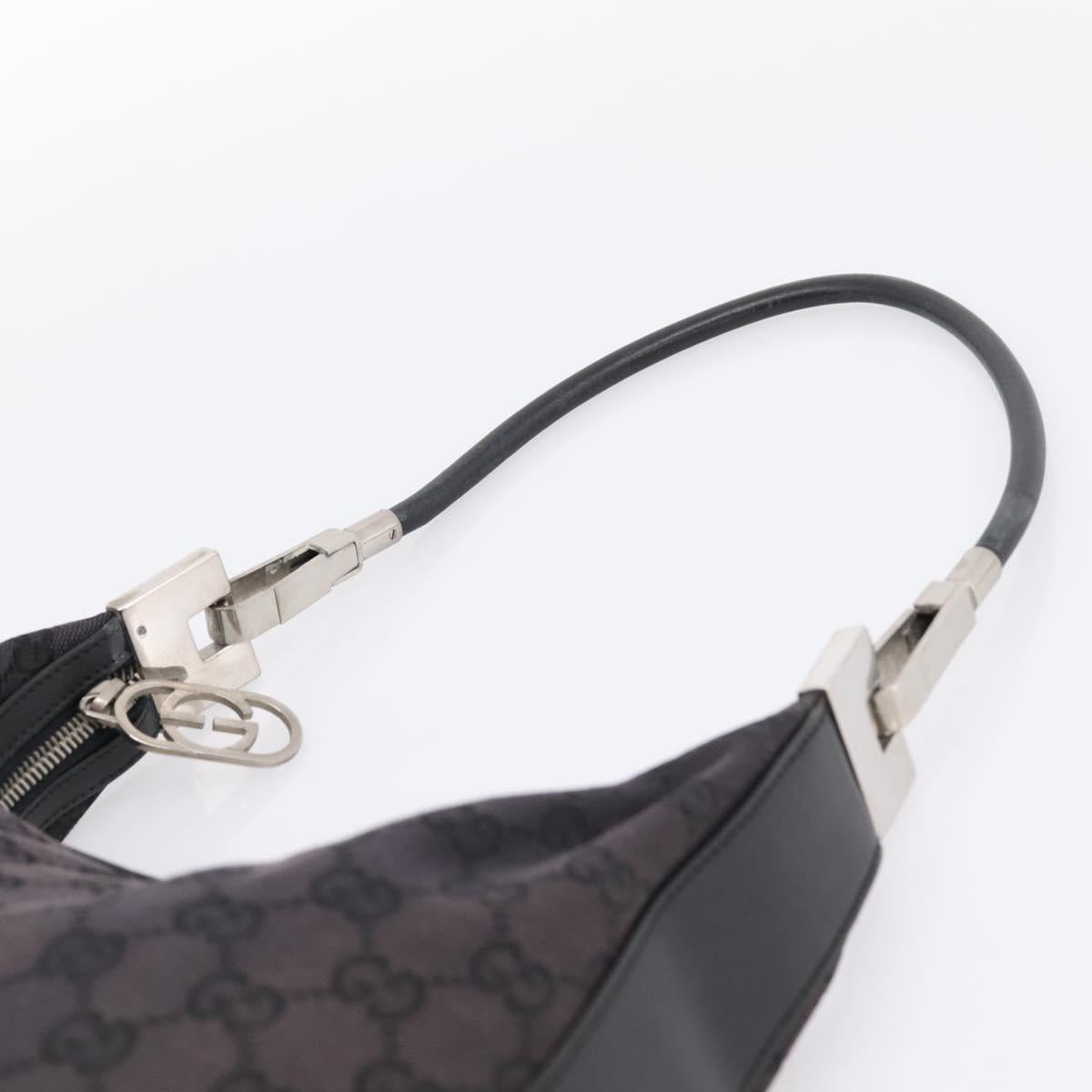 GUCCI GG Canvas Shoulder Bag Black Silver 001 3812 Auth 204252
