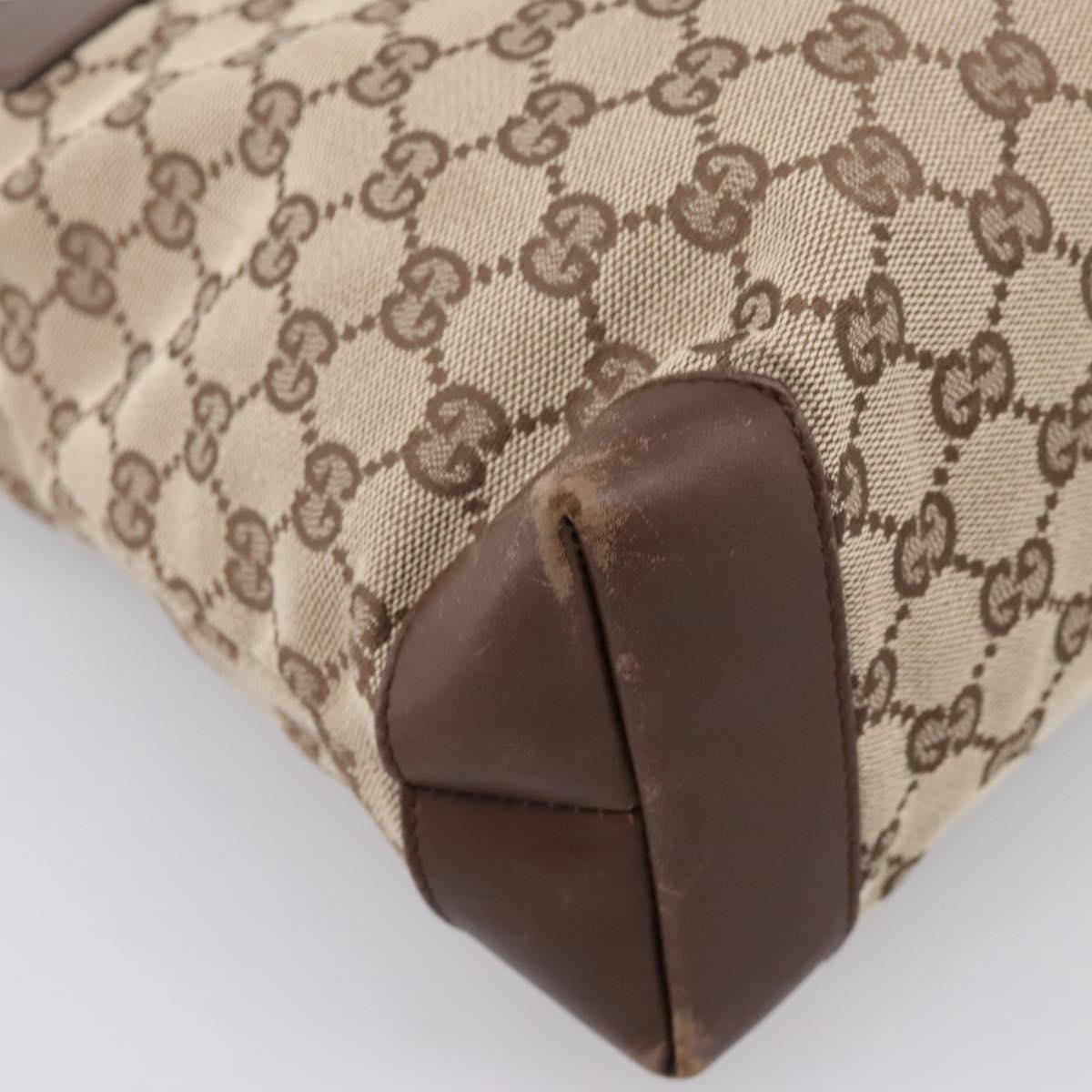 GUCCI GG Canvas Tote Bag Beige Silver 28893 Auth 204253