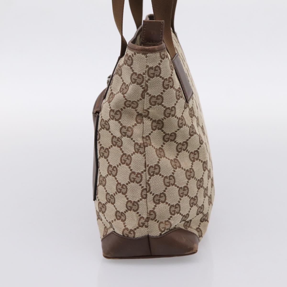 GUCCI GG Canvas Tote Bag Beige Silver 28893 Auth 204253