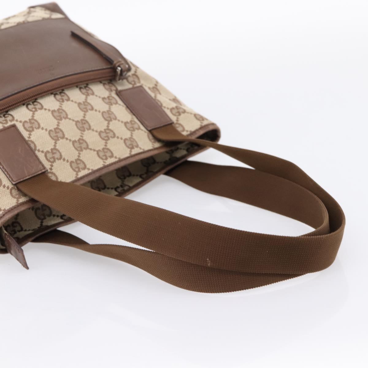 GUCCI GG Canvas Tote Bag Beige Silver 28893 Auth 204253