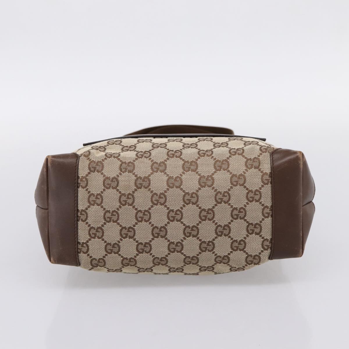 GUCCI GG Canvas Tote Bag Beige Silver 28893 Auth 204253