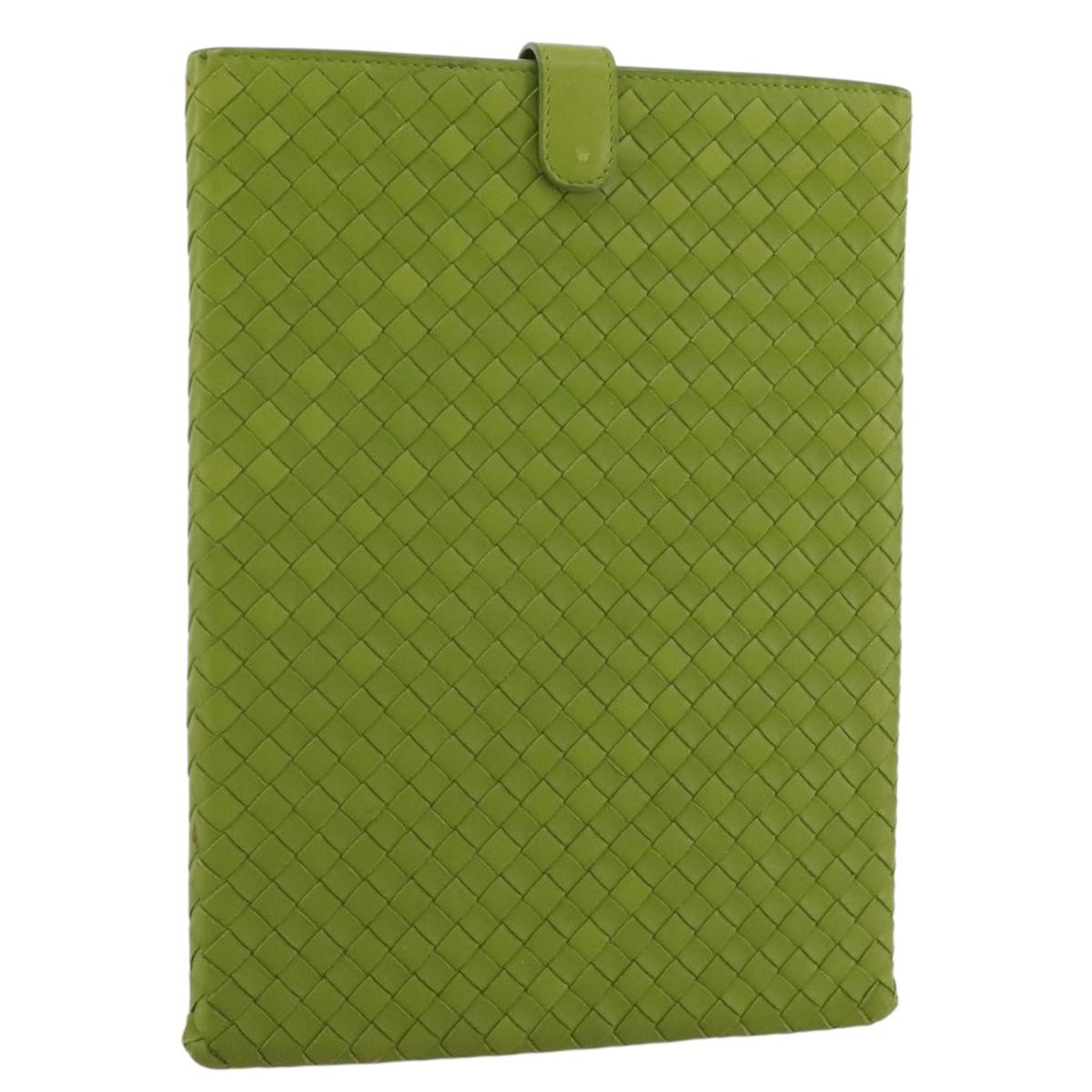BOTTEGA VENETA INTRECCIATO iPad Case Leather Green Auth 204255