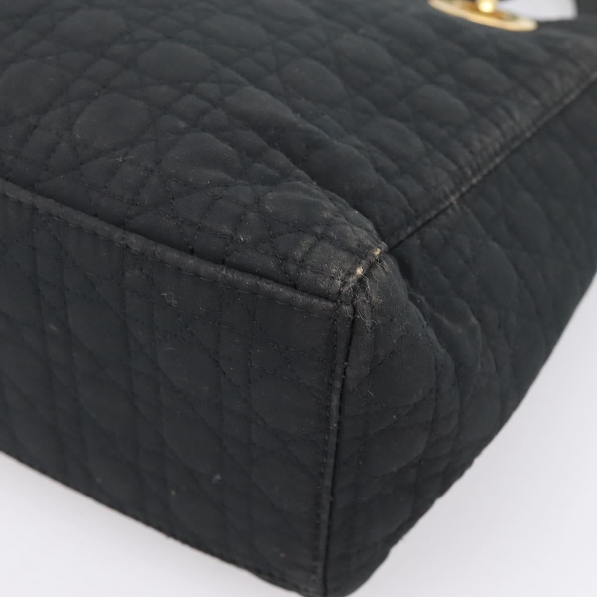 Christian Dior Canage Hand Bag Canvas Black Gold Auth 204259