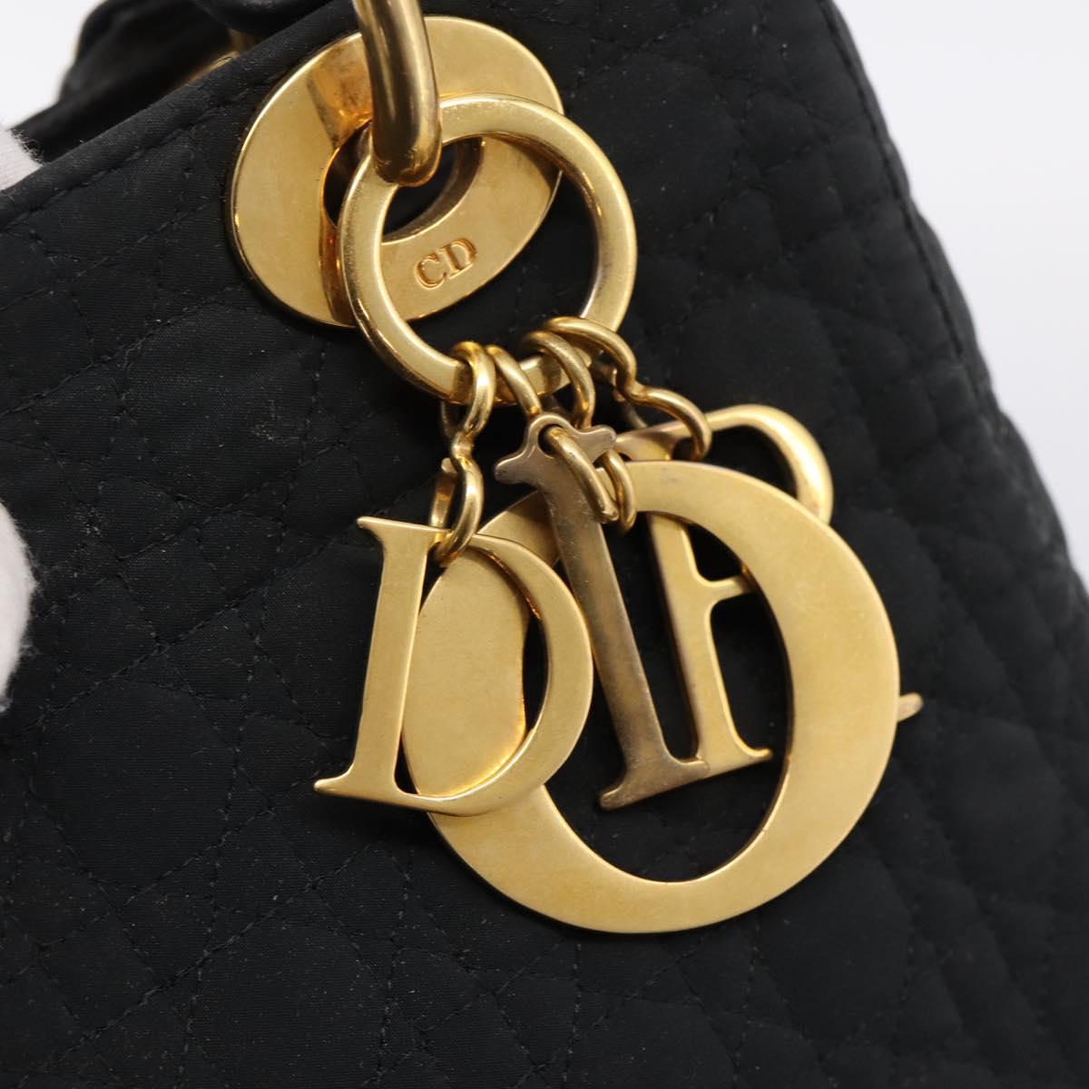 Christian Dior Canage Hand Bag Canvas Black Gold Auth 204259