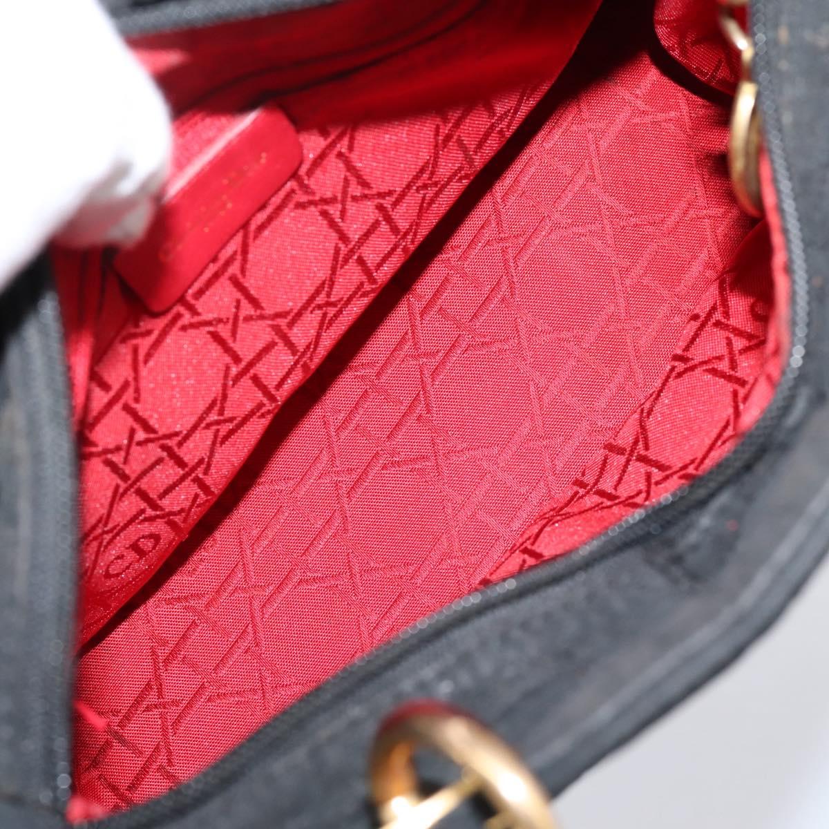Christian Dior Canage Hand Bag Canvas Black Gold Auth 204259