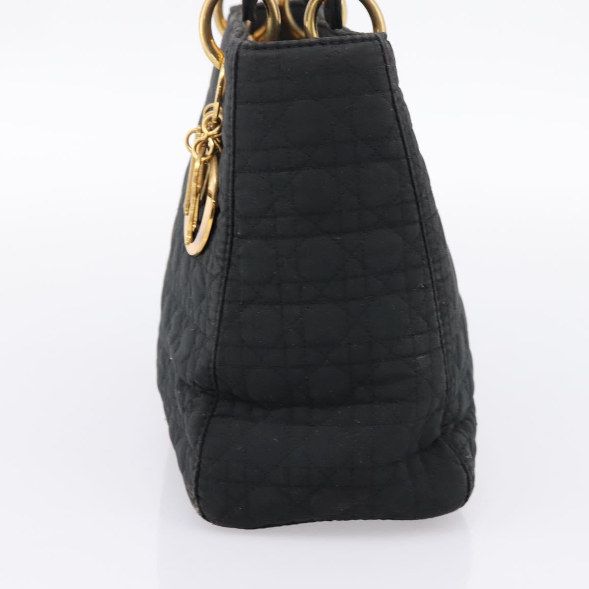 Christian Dior Canage Hand Bag Canvas Black Gold Auth 204259