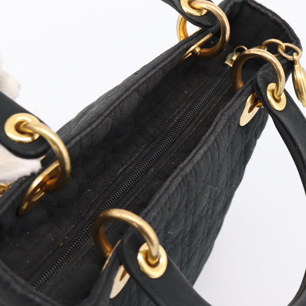 Christian Dior Canage Hand Bag Canvas Black Gold Auth 204259