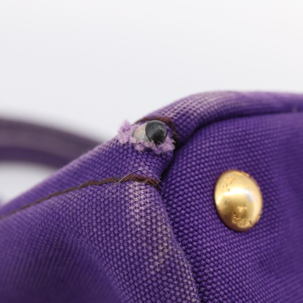 PRADA Canapa GM Tote Bag Canvas Purple Gold Auth 204261