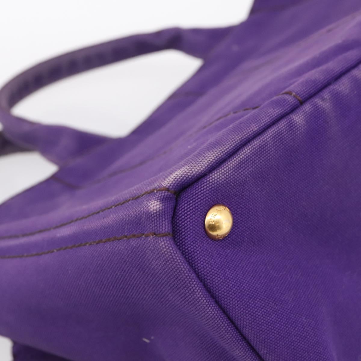 PRADA Canapa GM Tote Bag Canvas Purple Gold Auth 204261