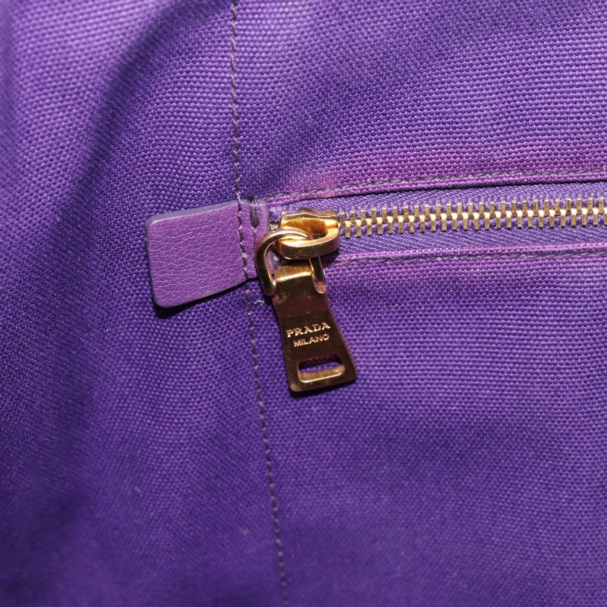 PRADA Canapa GM Tote Bag Canvas Purple Gold Auth 204261