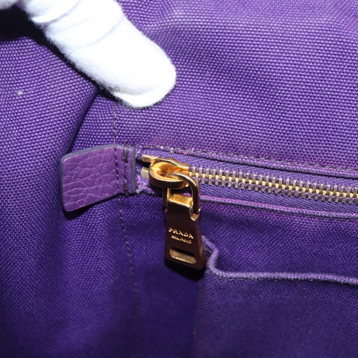 PRADA Canapa GM Tote Bag Canvas Purple Gold Auth 204261