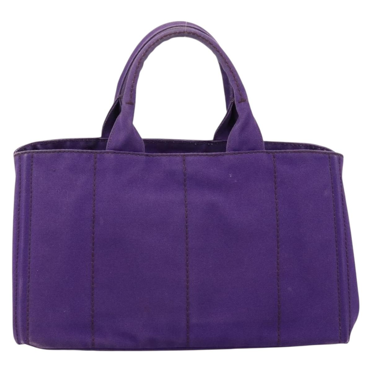 PRADA Canapa GM Tote Bag Canvas Purple Gold Auth 204261