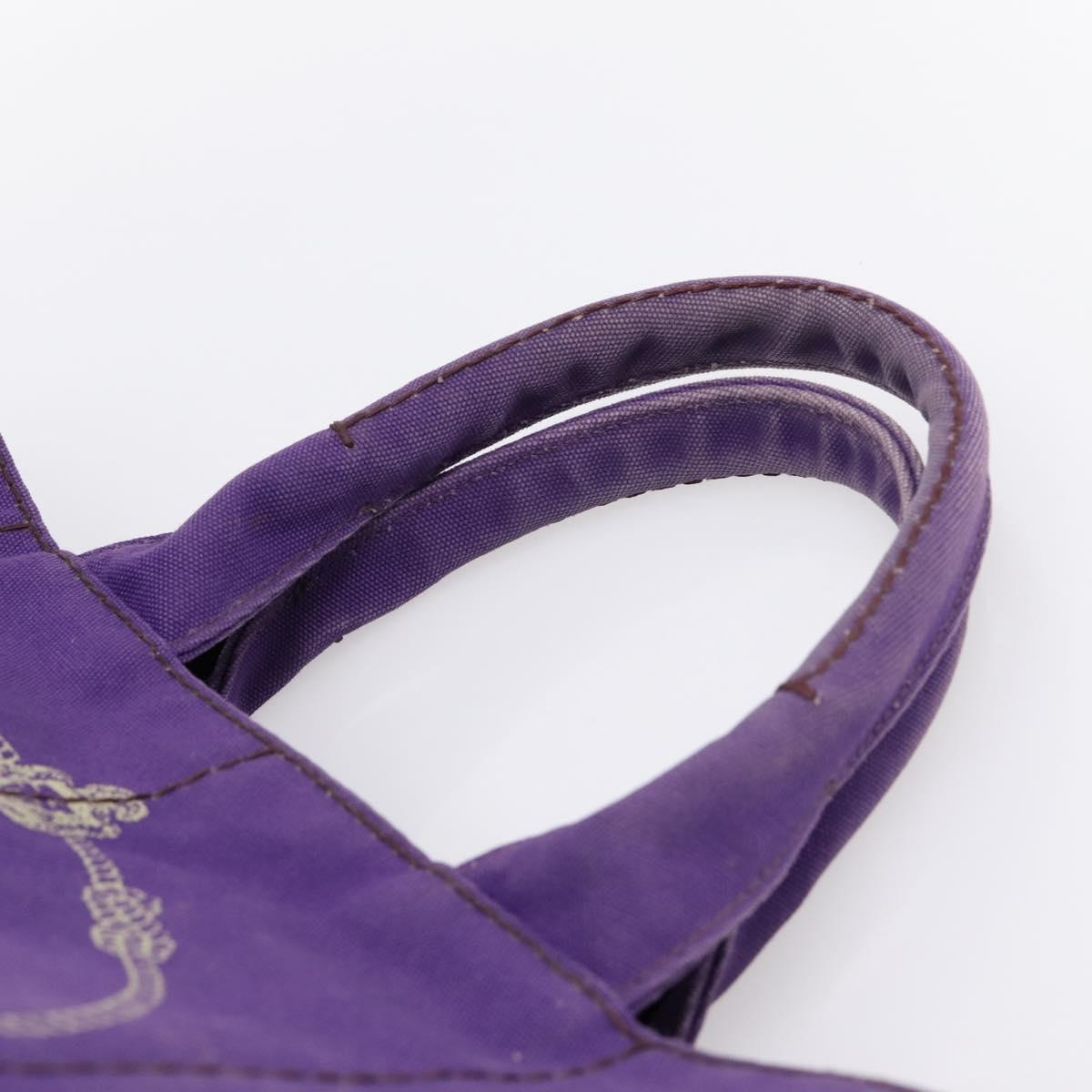 PRADA Canapa GM Tote Bag Canvas Purple Gold Auth 204261