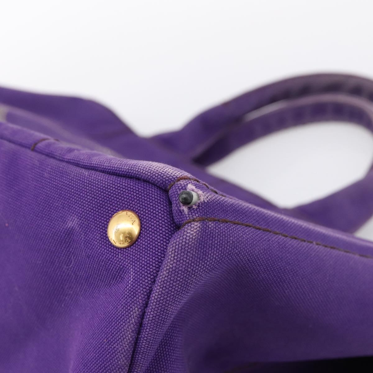 PRADA Canapa GM Tote Bag Canvas Purple Gold Auth 204261