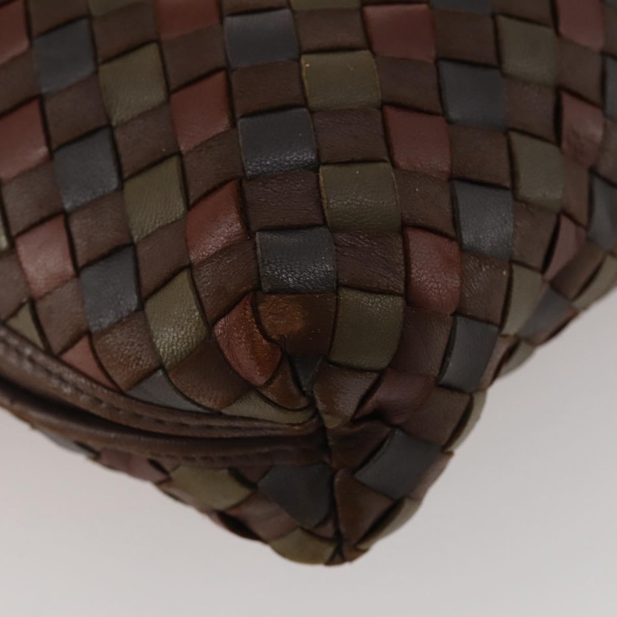 BOTTEGA VENETA INTRECCIATO Shoulder Bag Leather Brown Gold Auth 204262