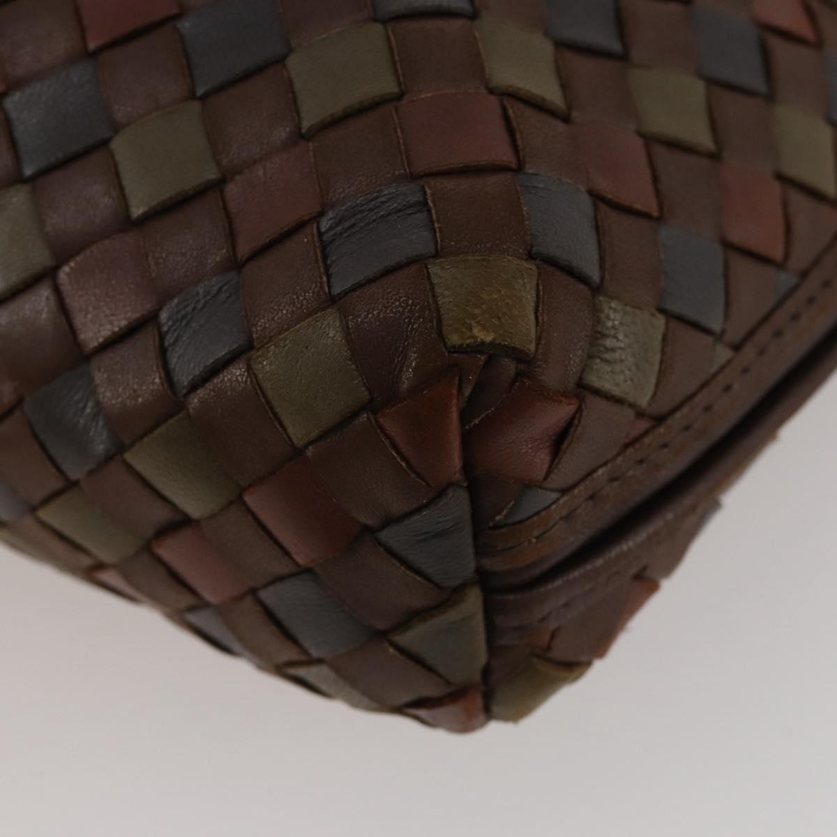 BOTTEGA VENETA INTRECCIATO Shoulder Bag Leather Brown Gold Auth 204262