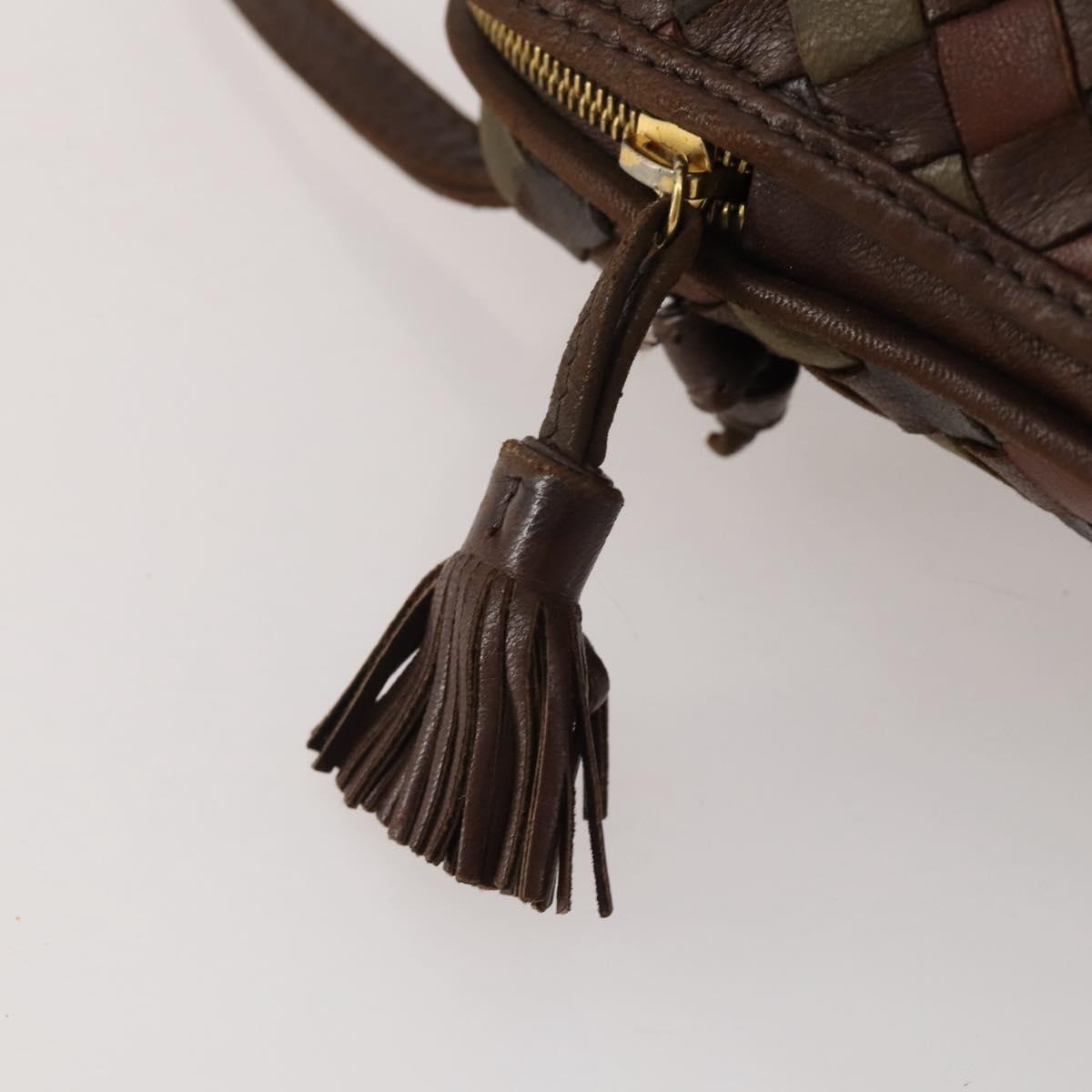 BOTTEGA VENETA INTRECCIATO Shoulder Bag Leather Brown Gold Auth 204262