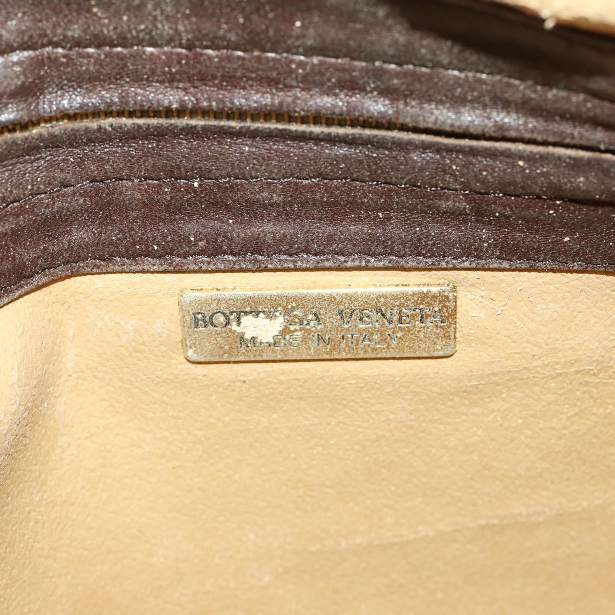 BOTTEGA VENETA INTRECCIATO Shoulder Bag Leather Brown Gold Auth 204262