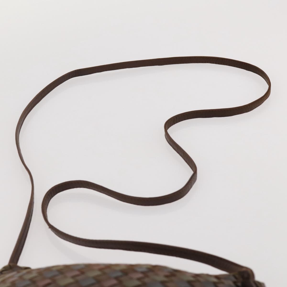 BOTTEGA VENETA INTRECCIATO Shoulder Bag Leather Brown Gold Auth 204262