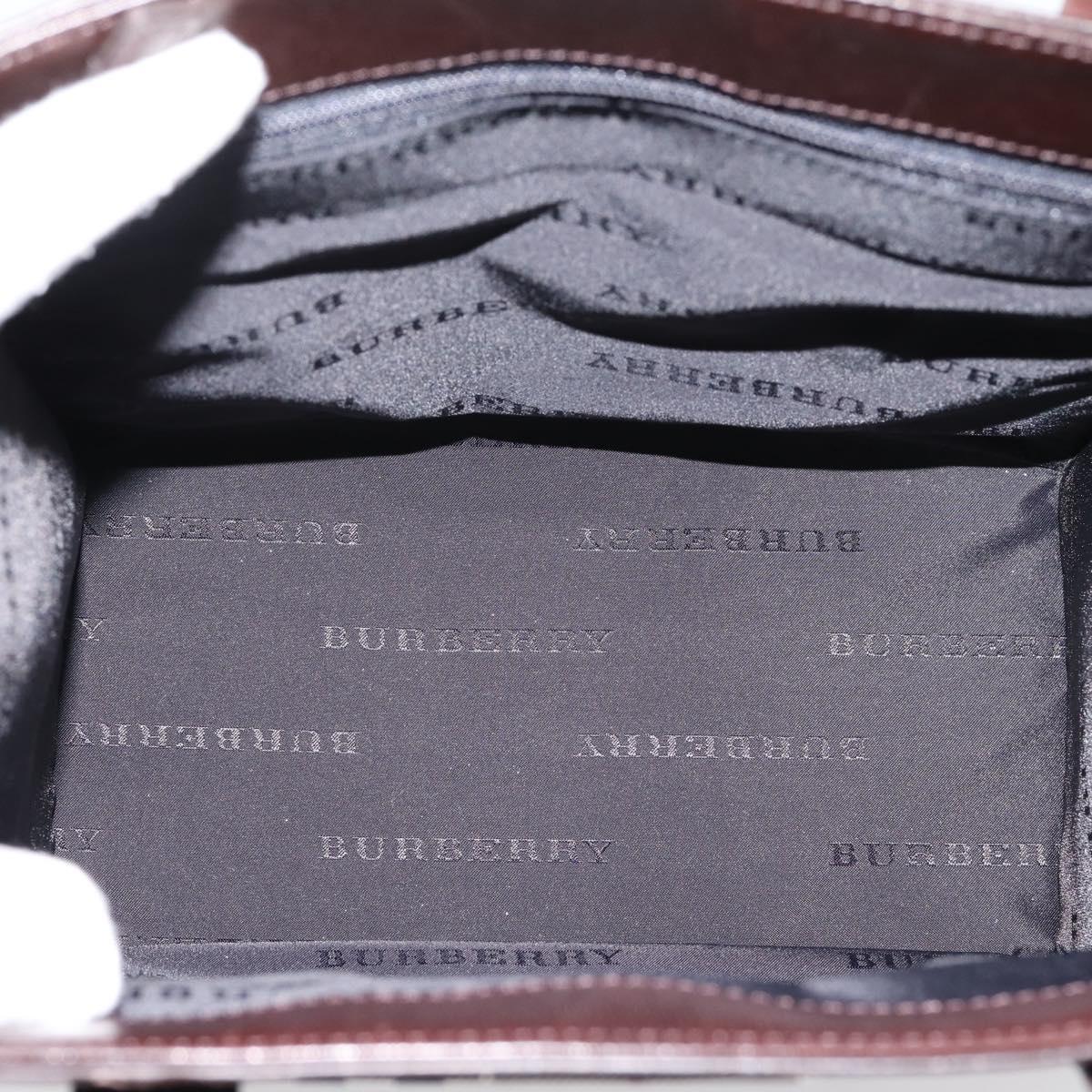 BURBERRY Nova Check Hand Bag Canvas Beige Silver Auth 204263A