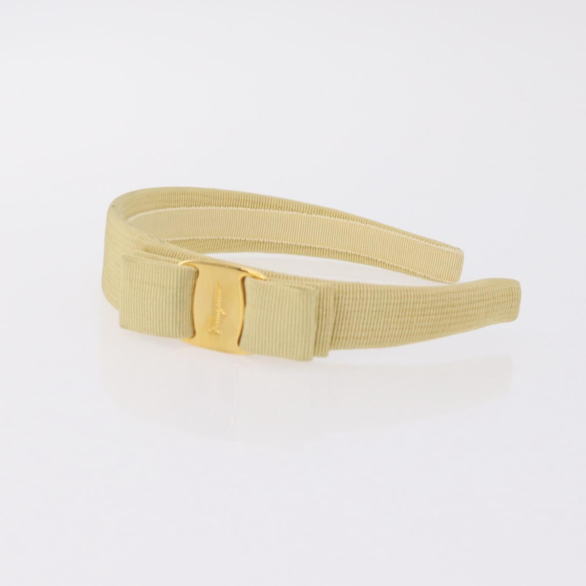 Salvatore Ferragamo Headband Nnylon metal 3 Set Beige Green gold Auth 204265