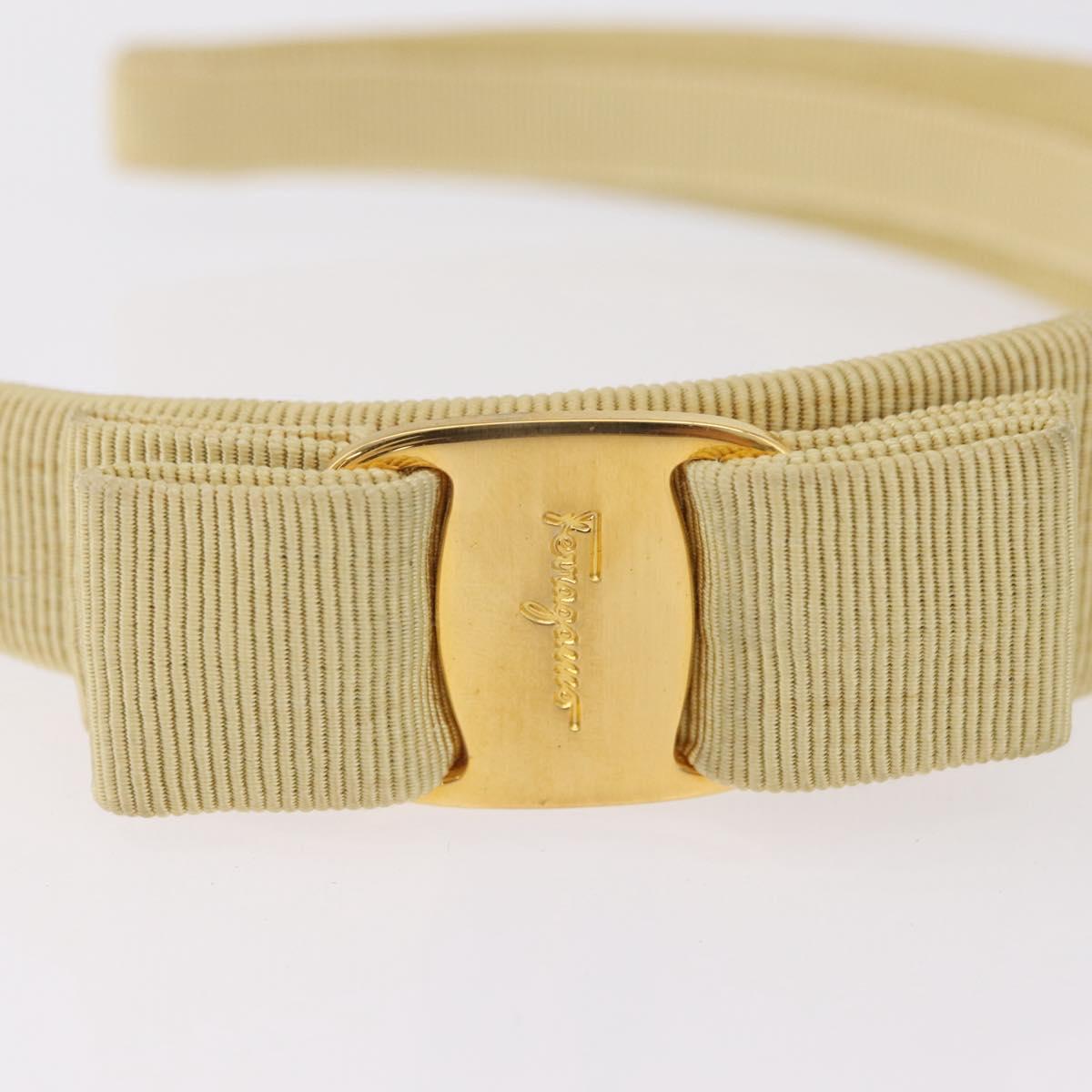 Salvatore Ferragamo Headband Nnylon metal 3 Set Beige Green gold Auth 204265
