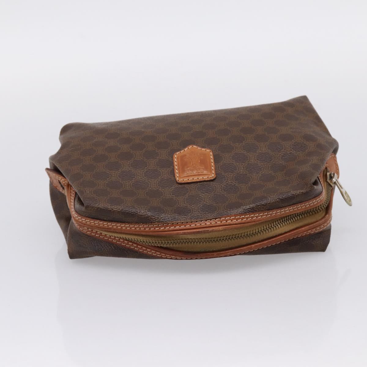 CELINE Macadam Canvas Shoulder Bag PVC Leather 3 Set Brown Auth 204275