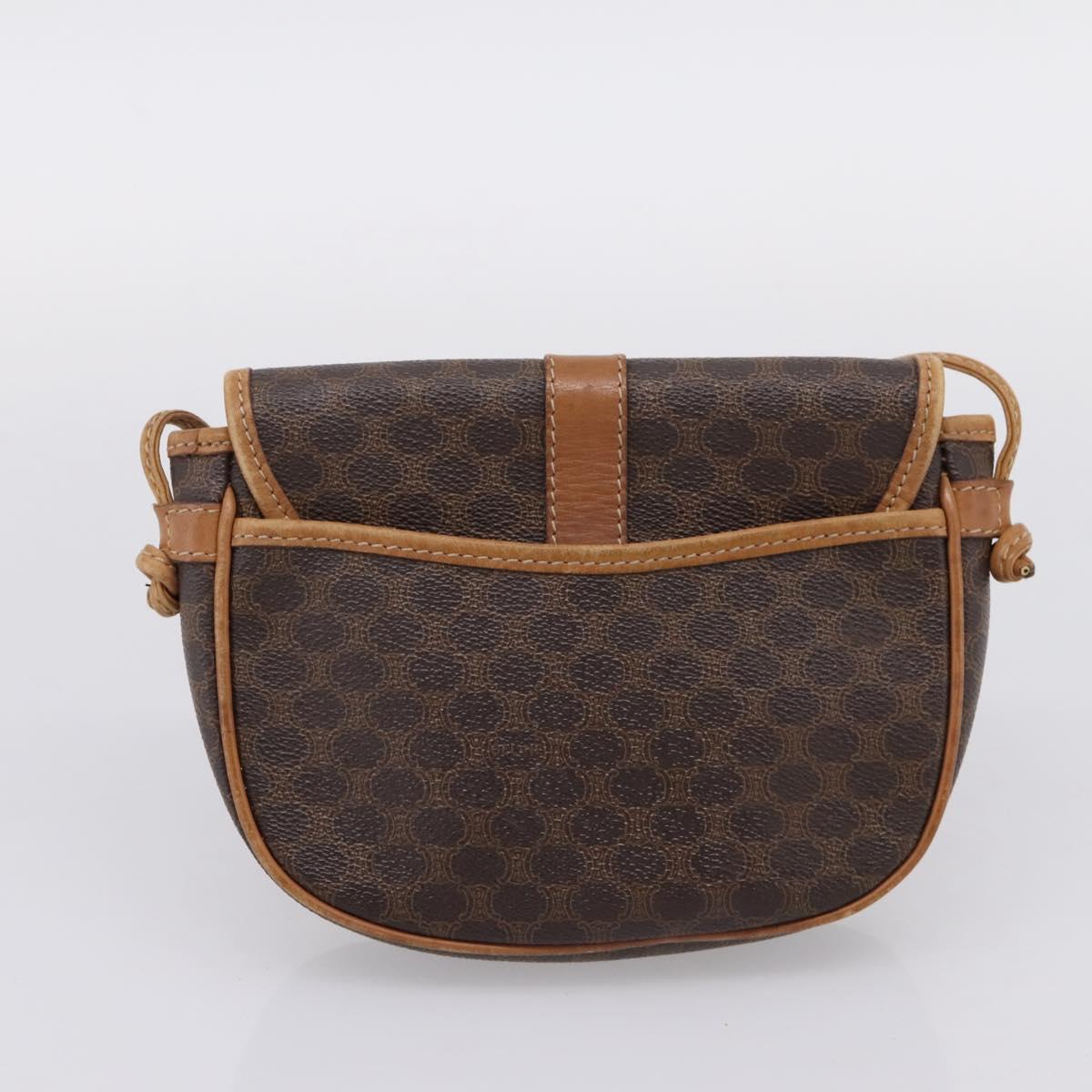 CELINE Macadam Canvas Shoulder Bag PVC Leather 3 Set Brown Auth 204275
