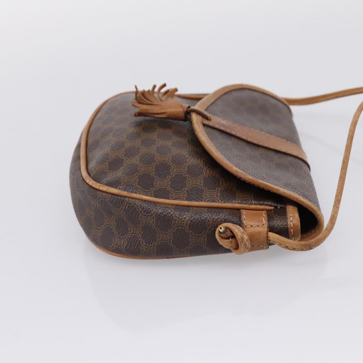 CELINE Macadam Canvas Shoulder Bag PVC Leather 3 Set Brown Auth 204275