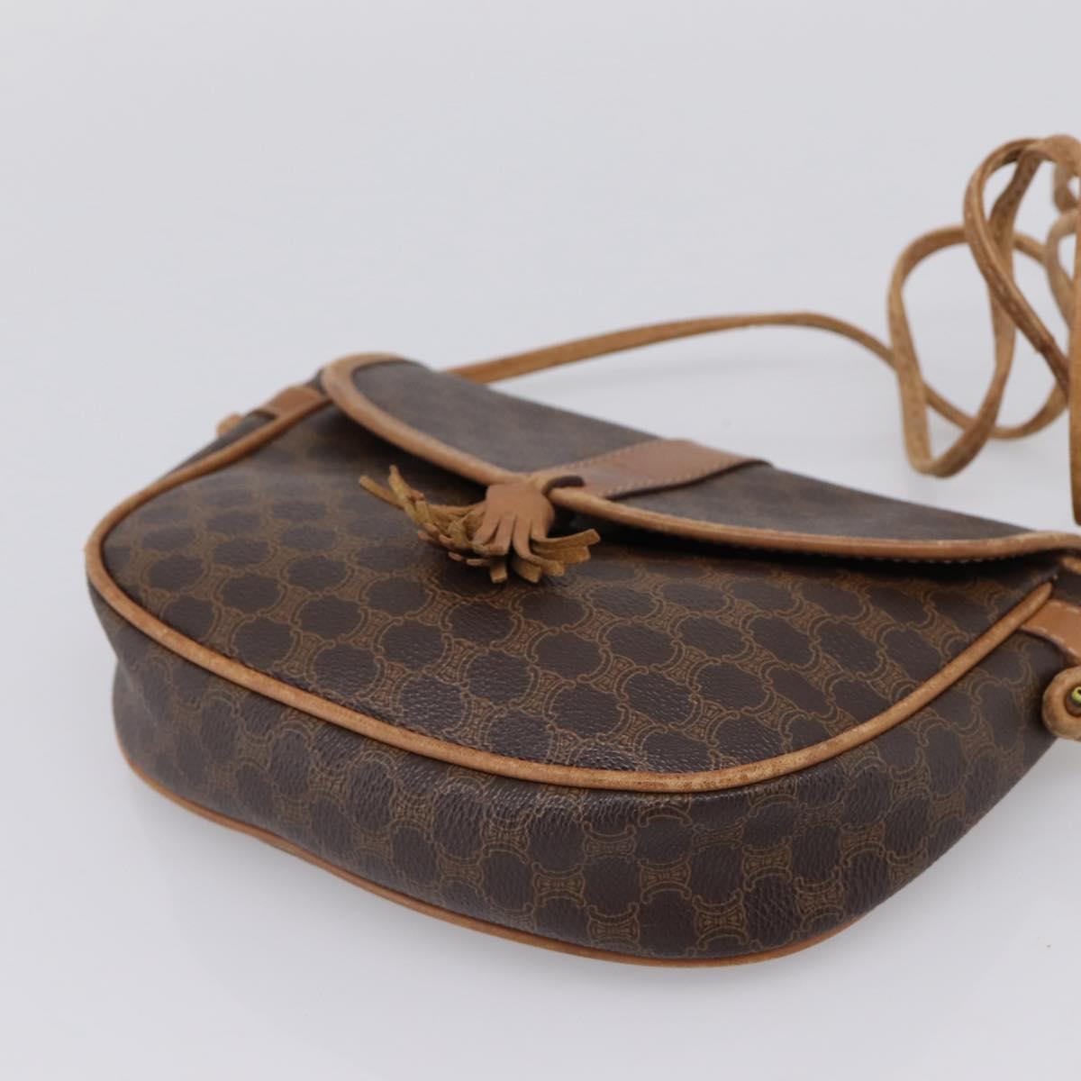 CELINE Macadam Canvas Shoulder Bag PVC Leather 3 Set Brown Auth 204275
