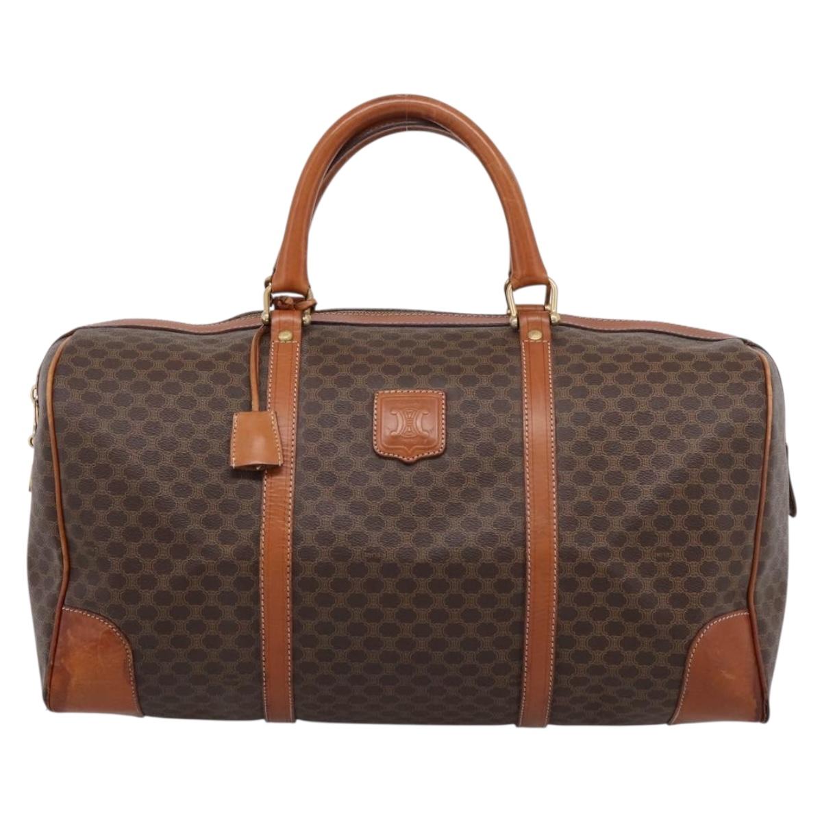 CELINE Macadam Canvas Shoulder Bag PVC Leather 3 Set Brown Auth 204275