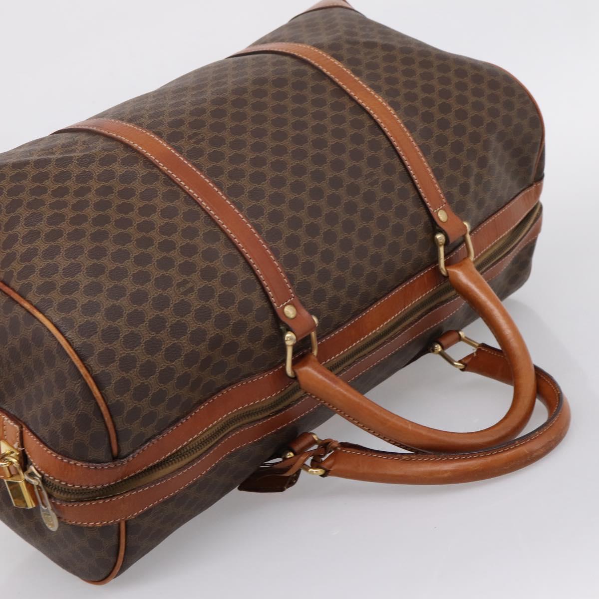 CELINE Macadam Canvas Shoulder Bag PVC Leather 3 Set Brown Auth 204275