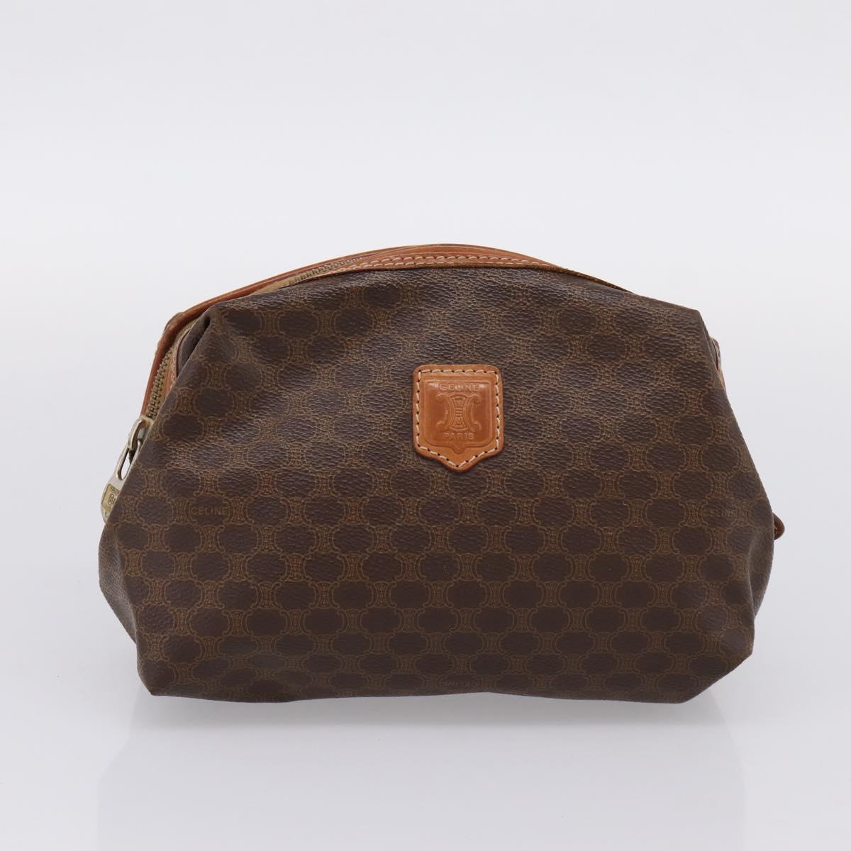 CELINE Macadam Canvas Shoulder Bag PVC Leather 3 Set Brown Auth 204275