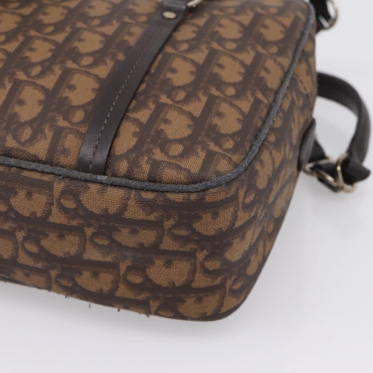 Christian Dior Trotter Romantic Shoulder Bag PVC Brown Silver Auth 204280
