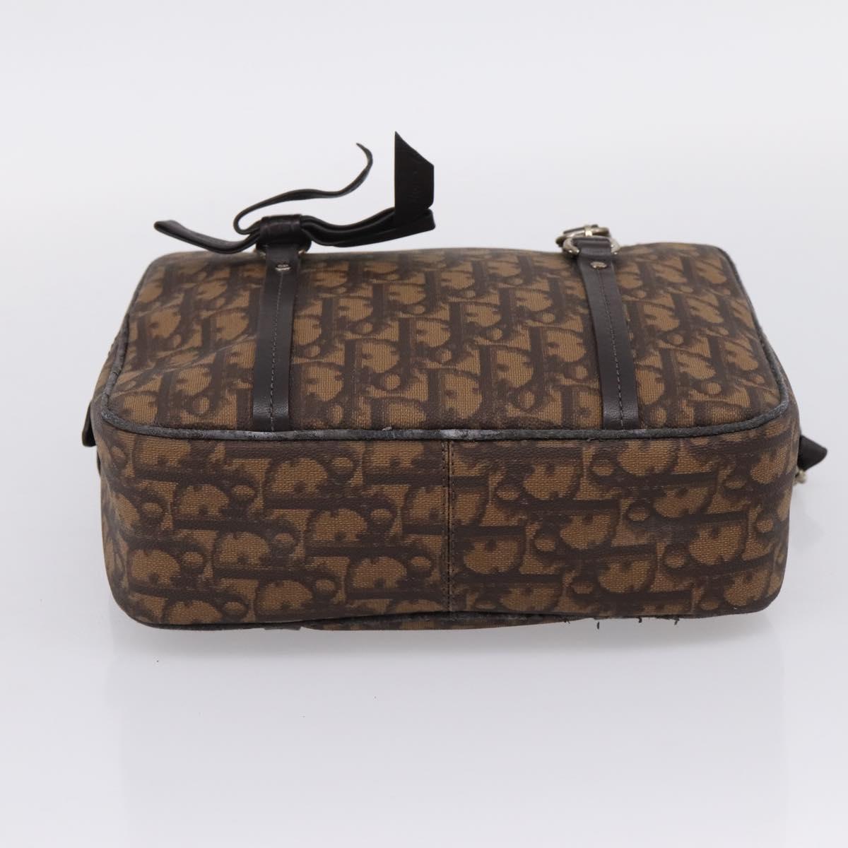 Christian Dior Trotter Romantic Shoulder Bag PVC Brown Silver Auth 204280