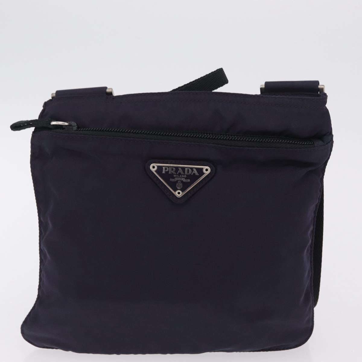 PRADA Shoulder Bag Nylon Leather 5 Set Black Purple Auth 204287