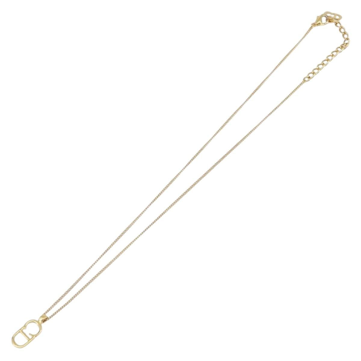 Christian Dior Necklace metal Gold Auth 204290