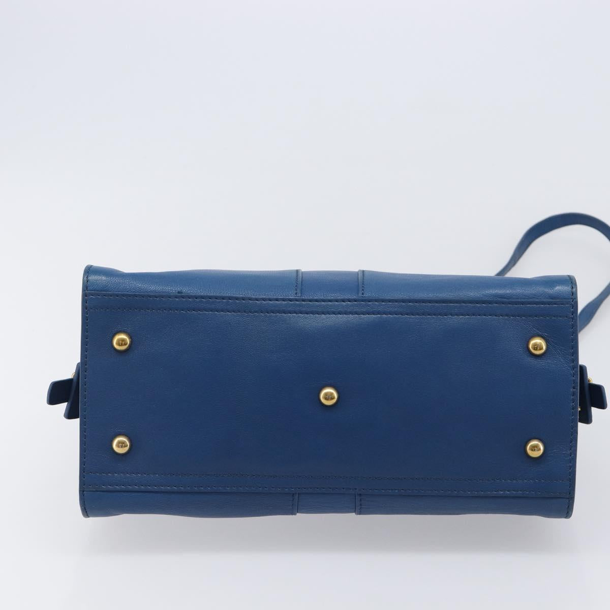 SAINT LAURENT Cavas Chic Hand Bag Leather 2way Blue Gold 279079 Auth 204300A