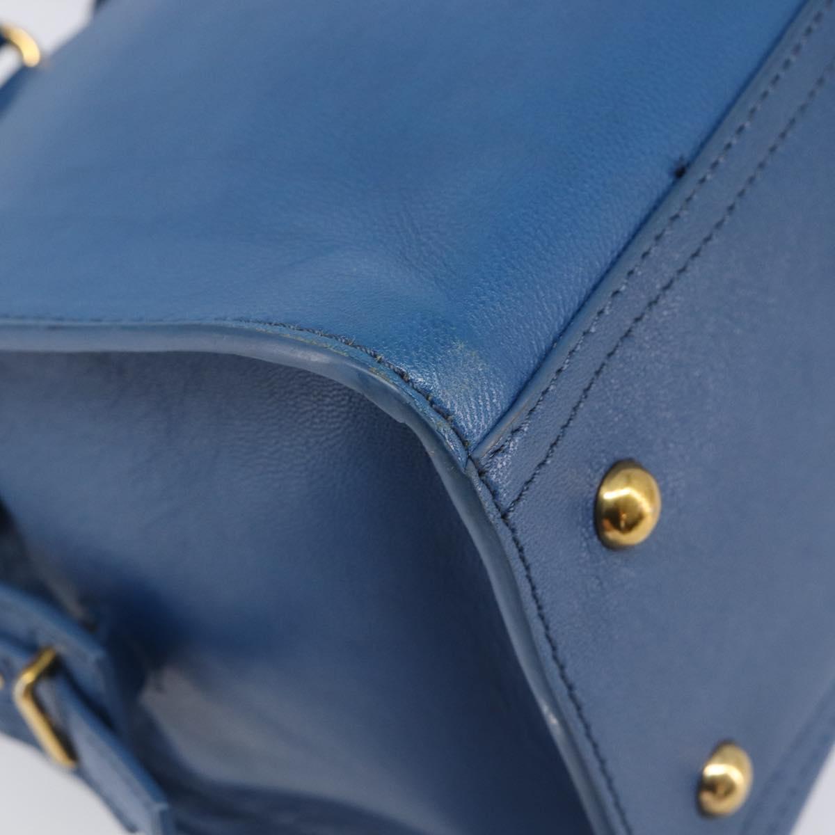 SAINT LAURENT Cavas Chic Hand Bag Leather 2way Blue Gold 279079 Auth 204300A