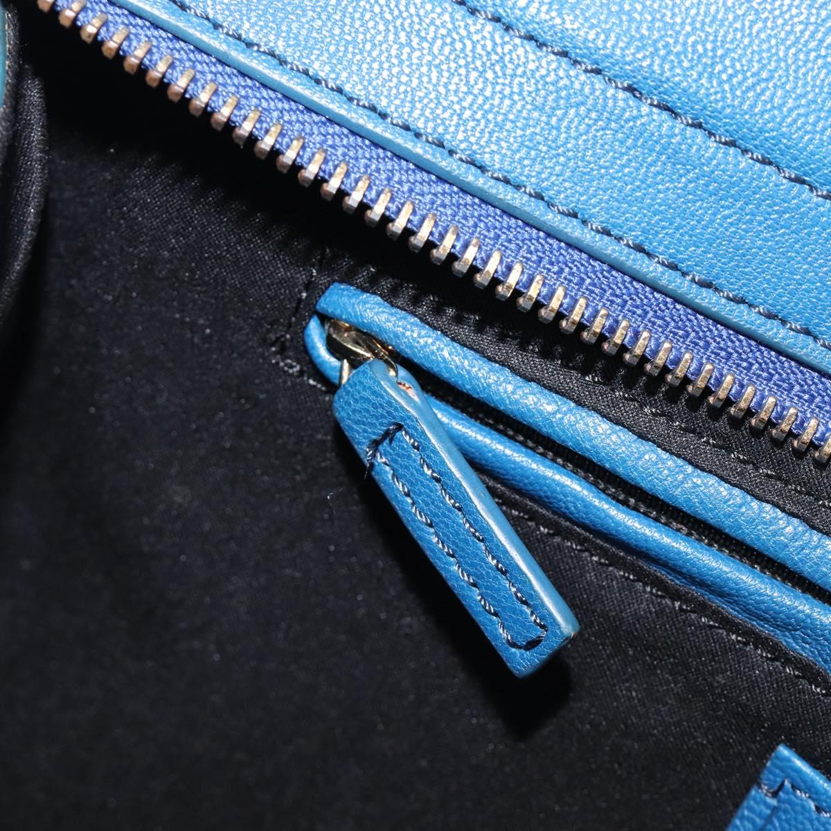 SAINT LAURENT Cavas Chic Hand Bag Leather 2way Blue Gold 279079 Auth 204300A