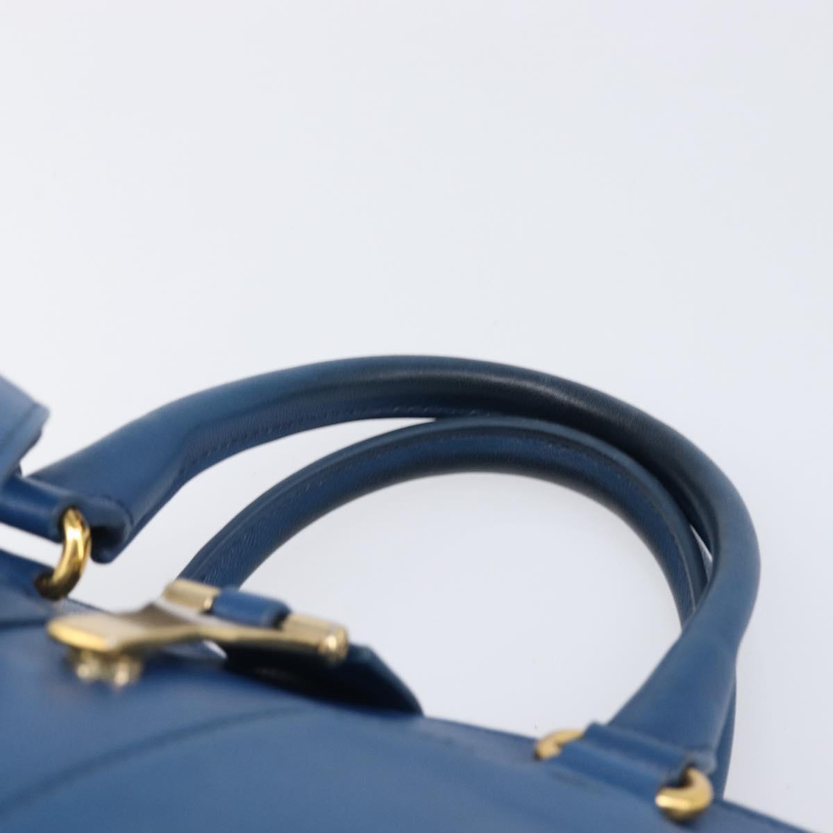 SAINT LAURENT Cavas Chic Hand Bag Leather 2way Blue Gold 279079 Auth 204300A