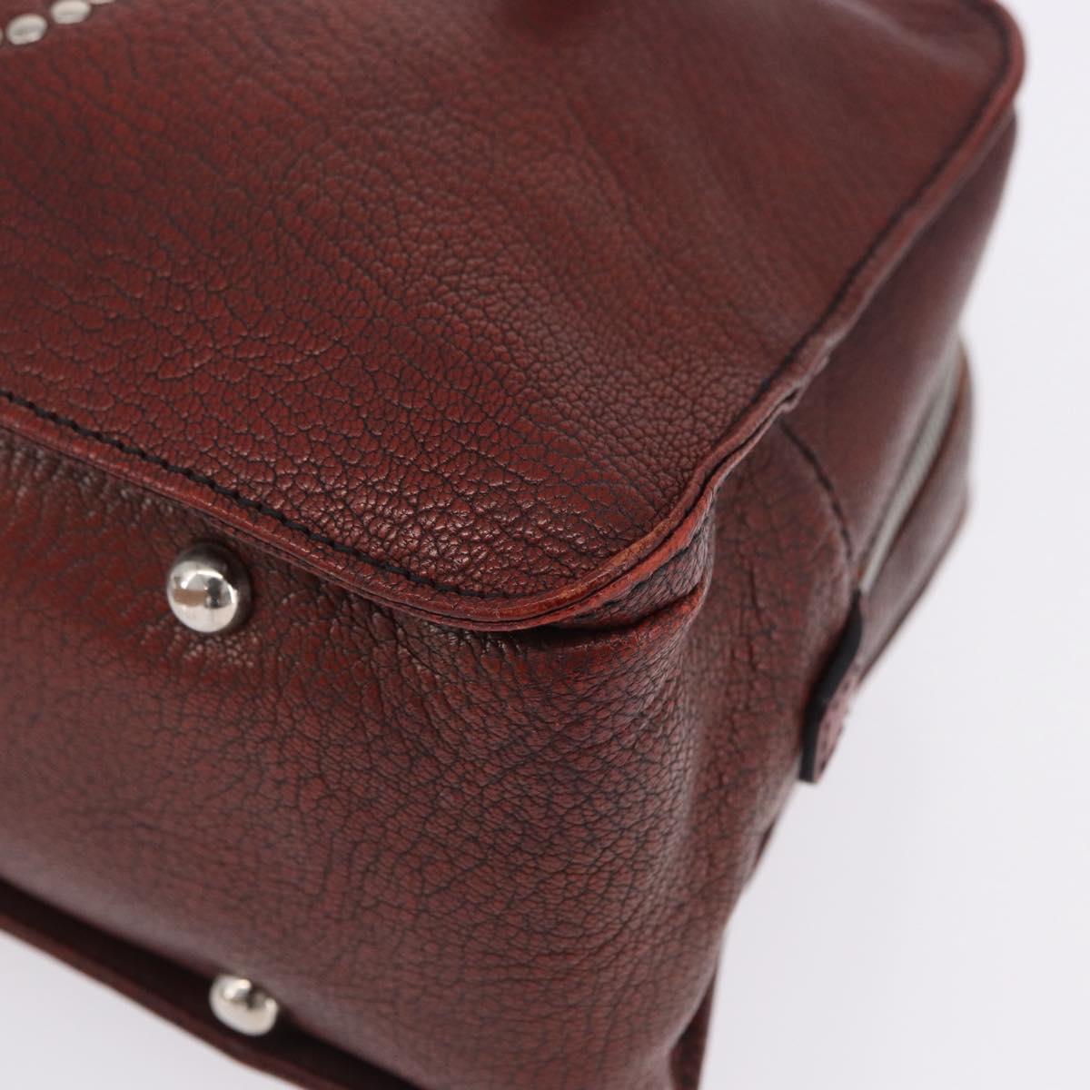 LOEWE Hand Bag Leather Red Silver Auth 204304V