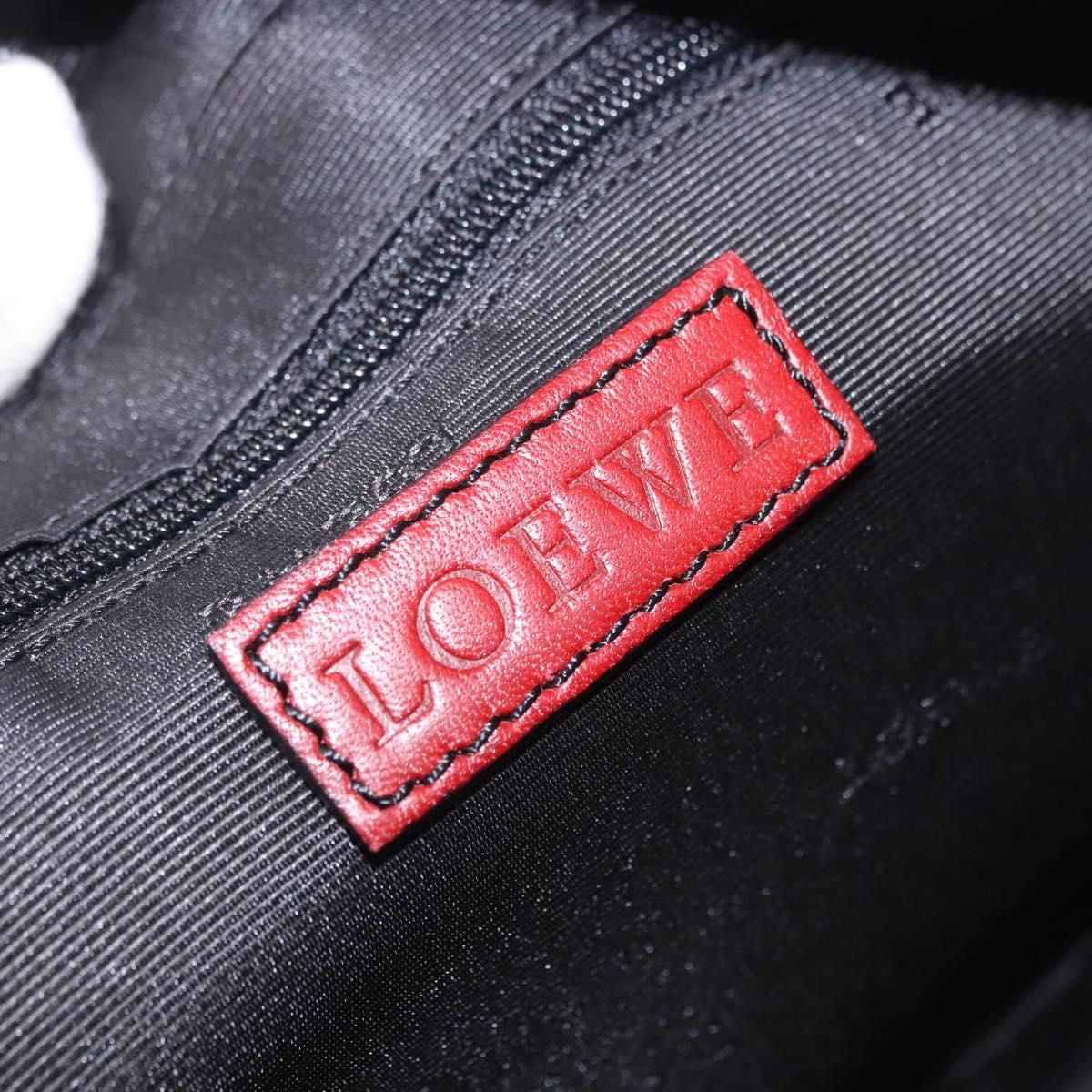 LOEWE Hand Bag Leather Red Silver Auth 204304V