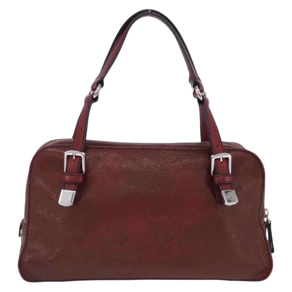 LOEWE Hand Bag Leather Red Silver Auth 204304V