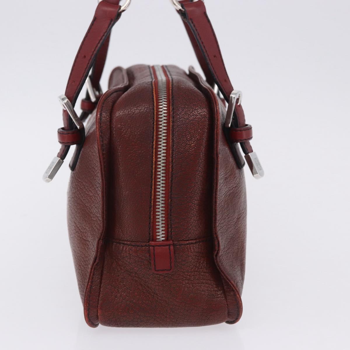 LOEWE Hand Bag Leather Red Silver Auth 204304V