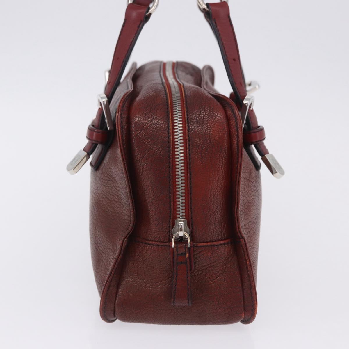LOEWE Hand Bag Leather Red Silver Auth 204304V