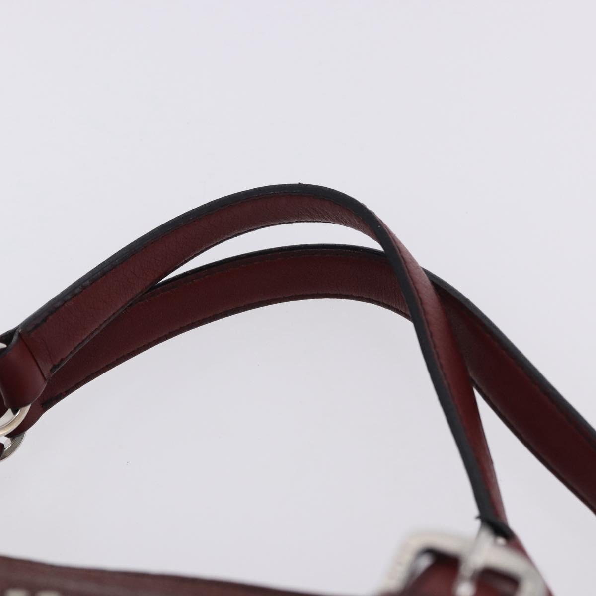 LOEWE Hand Bag Leather Red Silver Auth 204304V