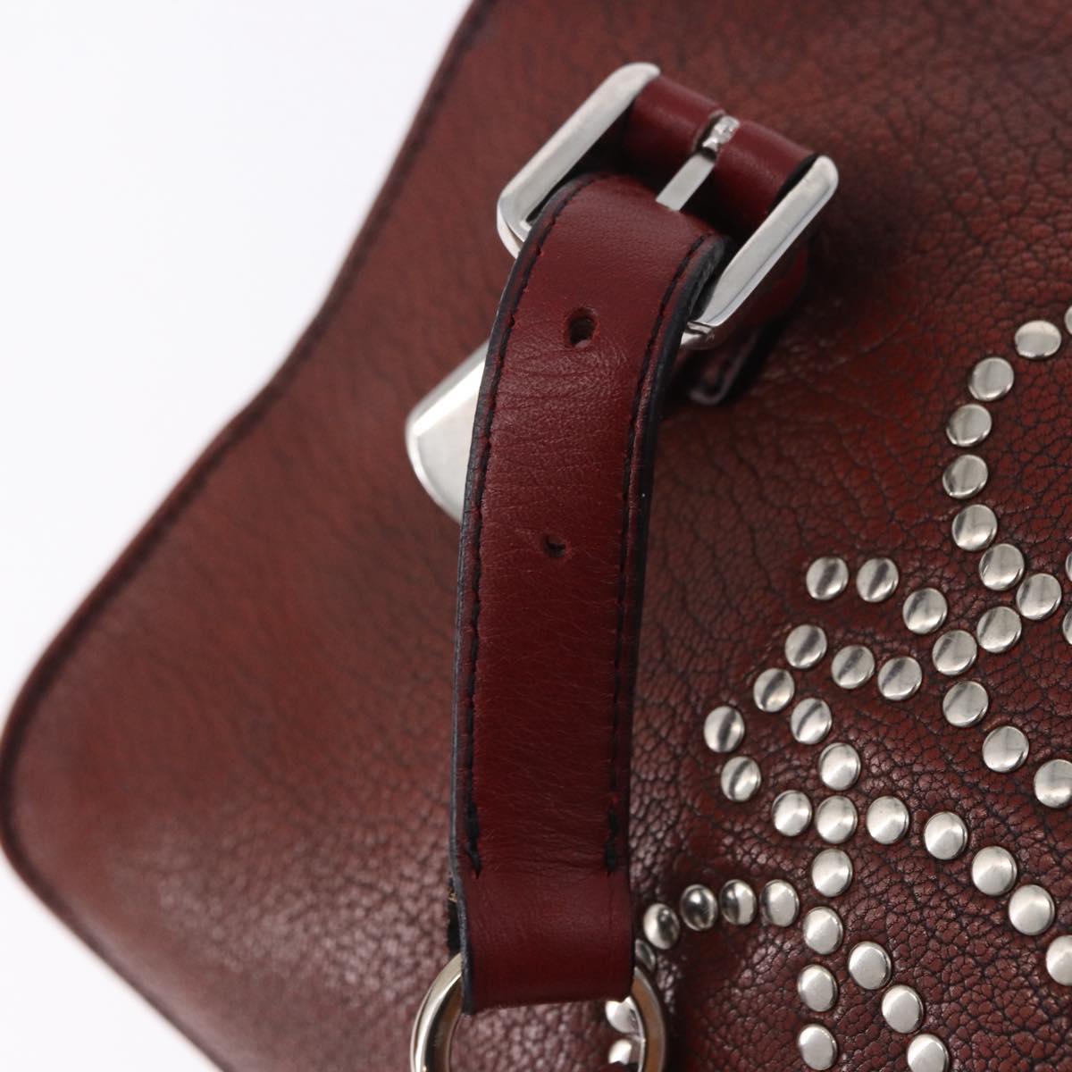 LOEWE Hand Bag Leather Red Silver Auth 204304V