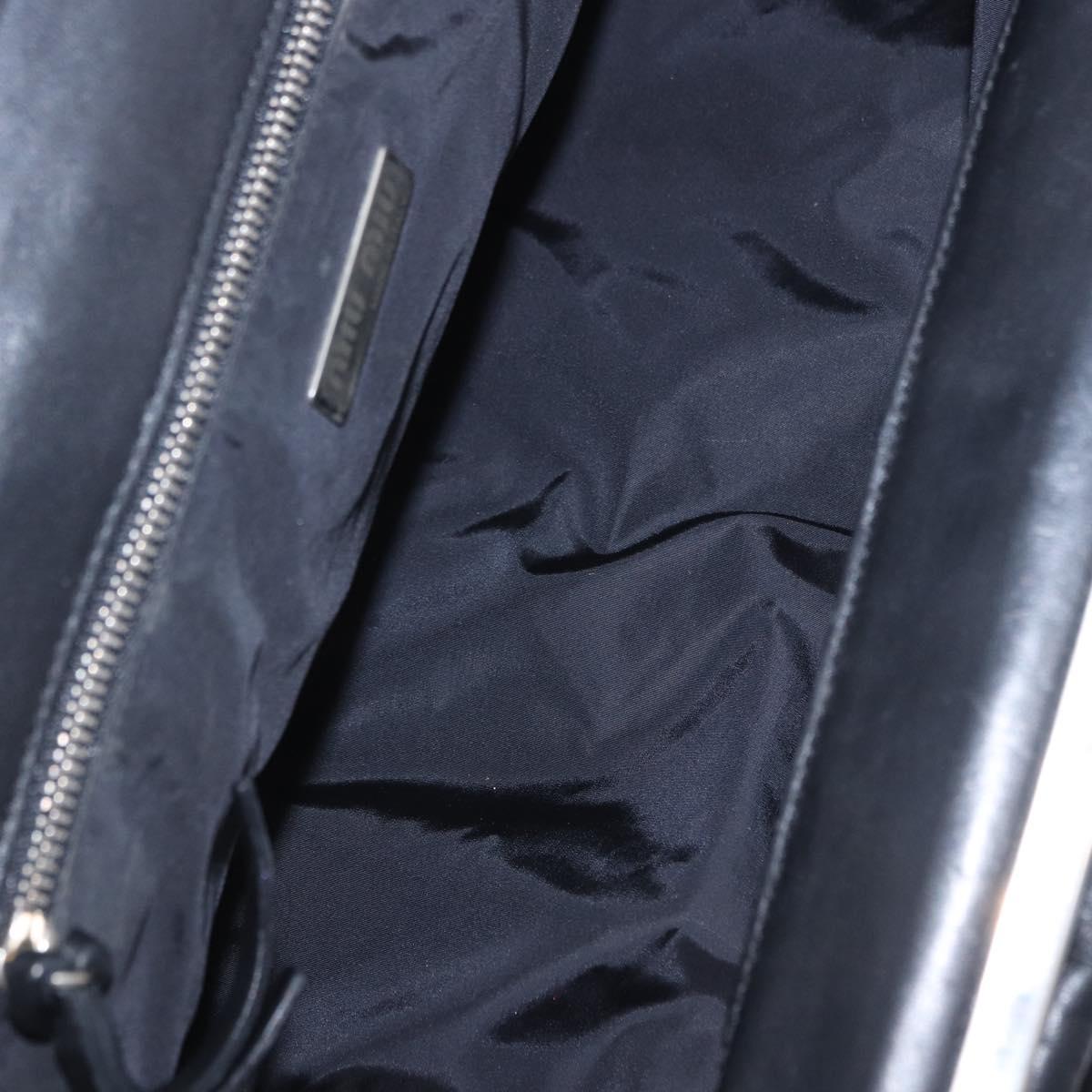 Miu Miu Hand Bag Vitellolux Black Silver Auth 204305A