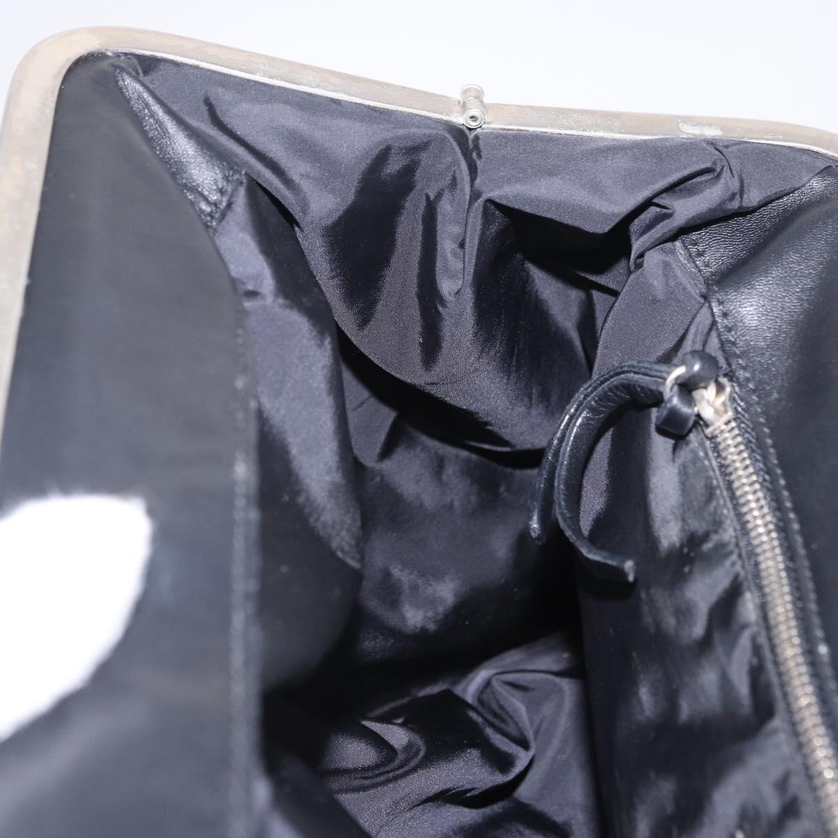 Miu Miu Hand Bag Vitellolux Black Silver Auth 204305A
